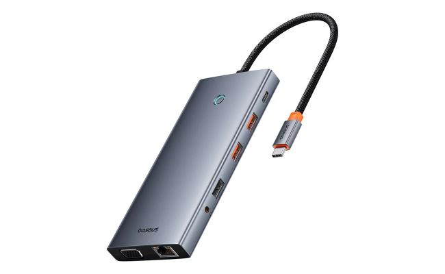 Baseus PortalJoy Series 13-Port  HUB（Type-C to HDMI4K@60Hz*2+DP4K@120Hz*1+VGA*1+USB3.1*2+Type- C3.1*1+USB2.0*1+PD*1+RJ45*1+SD/TF*1+3.5mm*1) - Space Grey